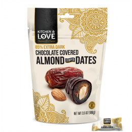 Kitchen & Love chocolate covered Almond stuffed dates 100 gr., 8/cs 5.5