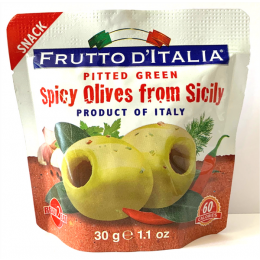 Frutto D'Italia pitted green spicy olives from Sicily 30 gr.