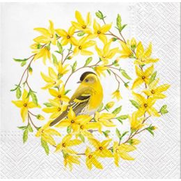 Lunch Napkins -  Yellow floral bird 6.5