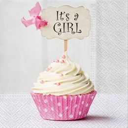 Lunch napkins - It's a Girl pink cupcake 6.5