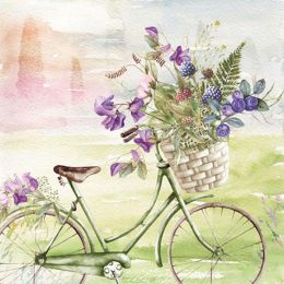 Lunch Napkins - Floral Bicycle 6.5