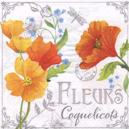 Lunch Napkins - Fleurs Coquelicots 6.5