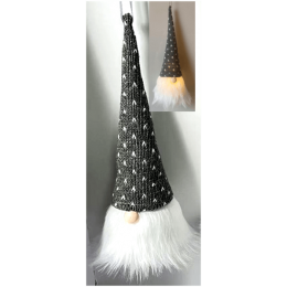 LED Hanging gnome ornament - Grey approx 3