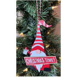 Wood Christmas Time Gnome Ornament  4