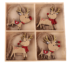 Set of 8 in a wooden box Reindeer Ornaments 2