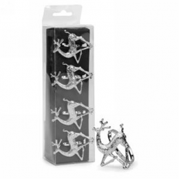 Pack of 4 Napkin rings - silver deer