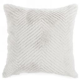 White herringbone faux fur cushion 17
