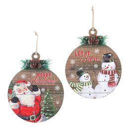 Wood round Christmas themed plaques 10