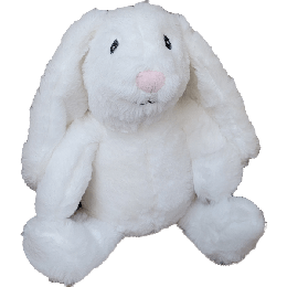 White bunny plush with a pink nose
