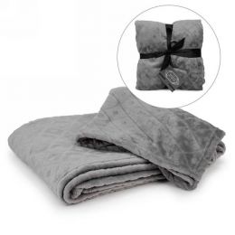 Grey lined pattern soft throw - approx 56