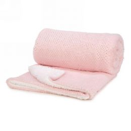 Pink faux fur throw with gold dots approx 50