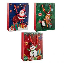 XL Popup Christmas glittered bags - 3 styles