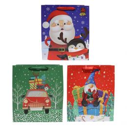 Large matte paper Christmas gift bags - 3 styles