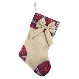 Fabric Burlap & Plaid stocking 18