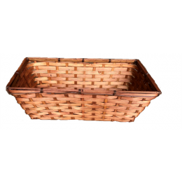 Light Brown rectangular bamboo basket - Small 9.2”x6”x5.2”H