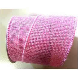 Pink wired burlap ribbon 25 yard/roll - 2.5