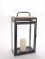 Rectangular Black metal, wood and glass lantern 10.5