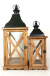 Et of 2 Vintage wood, glass and iron lanterns
