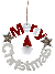 PAD538MC - Wood Merry Christmas wreath with glittered stars
