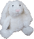 White bunny plush with a pink nose, 
