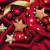 Lunch Napkins - Gold star ornaments on red 6.5