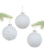 3" Embossed glass ball ornaments - 3 styles