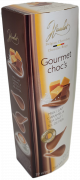 Wholesale distributors of gourmet food for the gift basket industry, Apex Elegance Importers of Hamlet Gourmet Chocolate thins - milk chocolate with salted caramel 150 gr., 12/cs