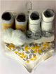 Tahari baby sock and bib set - Grey/yellow