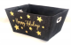 Rectangular Black with Happy Holidays in Gold basket with matching fabric liner 13