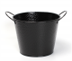 Black embossed metal bucket with ear handles 9.2