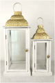set of 2 Vintage wood, glass and iron lanterns
Small:8