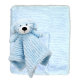 Ridged Plush Blanket with Nunu: Blue Dog