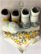 Tahari baby sock and bib set - Grey / yellow