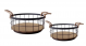 Set of 2 Round iron and wood basket with Jute handles L: 12
