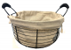 Large Round wire basket with handles and canvas liner 12
