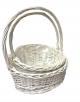 Set of 2 White slanted willow baskets with handle - LINED 
L:16
