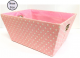 Small Rectangular Pink with white Polka Dots basket with matching fabric liner 11