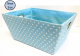 Small Rectangular Blue with white Polka Dots basket with matching fabric liner 11