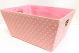 Rectangular Pink with white Polka Dots basket with matching fabric liner 13