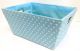 Rectangular Blue with white Polka Dots basket with matching fabric liner 13