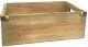 Rectangular wood container with metal trim and side handles 11