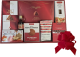 Red washed crate with side handles gift basket kit.  All you need to make 12 Gift Baskets