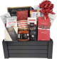 
</p>Black wood crate with side handles gift basket kit.  All you need to make 12 Gift Baskets </p>