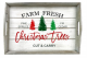 Rectangular rustic white wash tray with Christmas Trees theme & side handles 20