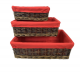 Medium piece in the S/3 rectangular willow baskets with red fabric