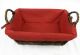 <p>Rectangular willow basket with handles and red fabric liner 12