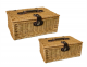 Set of 2 Picnic baskets with lid - Fabric lined L: 18