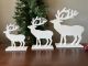 Set of 3 White wood Reindeer on a stand
S:5.8
