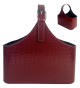 Dark red faux leather baskets with top strap handle