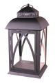 Black metal & glass lantern 10”x10”x19”H